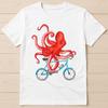 Octopus On A Bicycle Ocean Sea Lover Captain Funny Gift Tee T Shirt G653