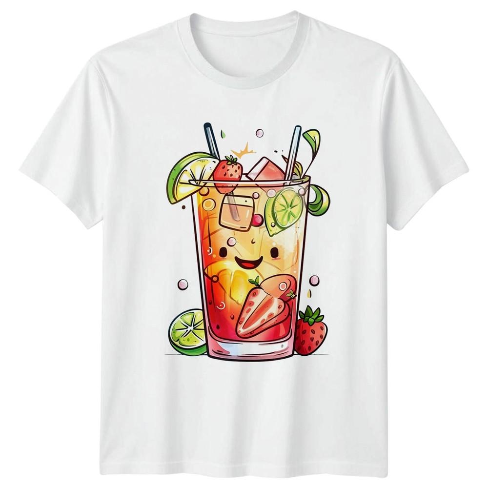 Cute Kawaii Fruit Drink TShirt Summer Vibes Gift For Him And Her S