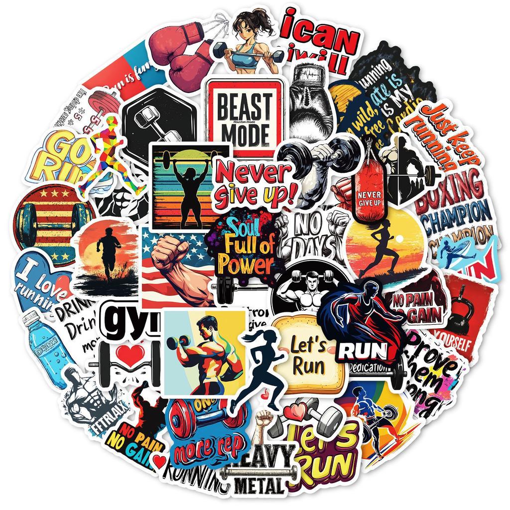 50 Cool Various Fitness Boxing Sports Graffiti Stickers Decorative Graffiti Stickers