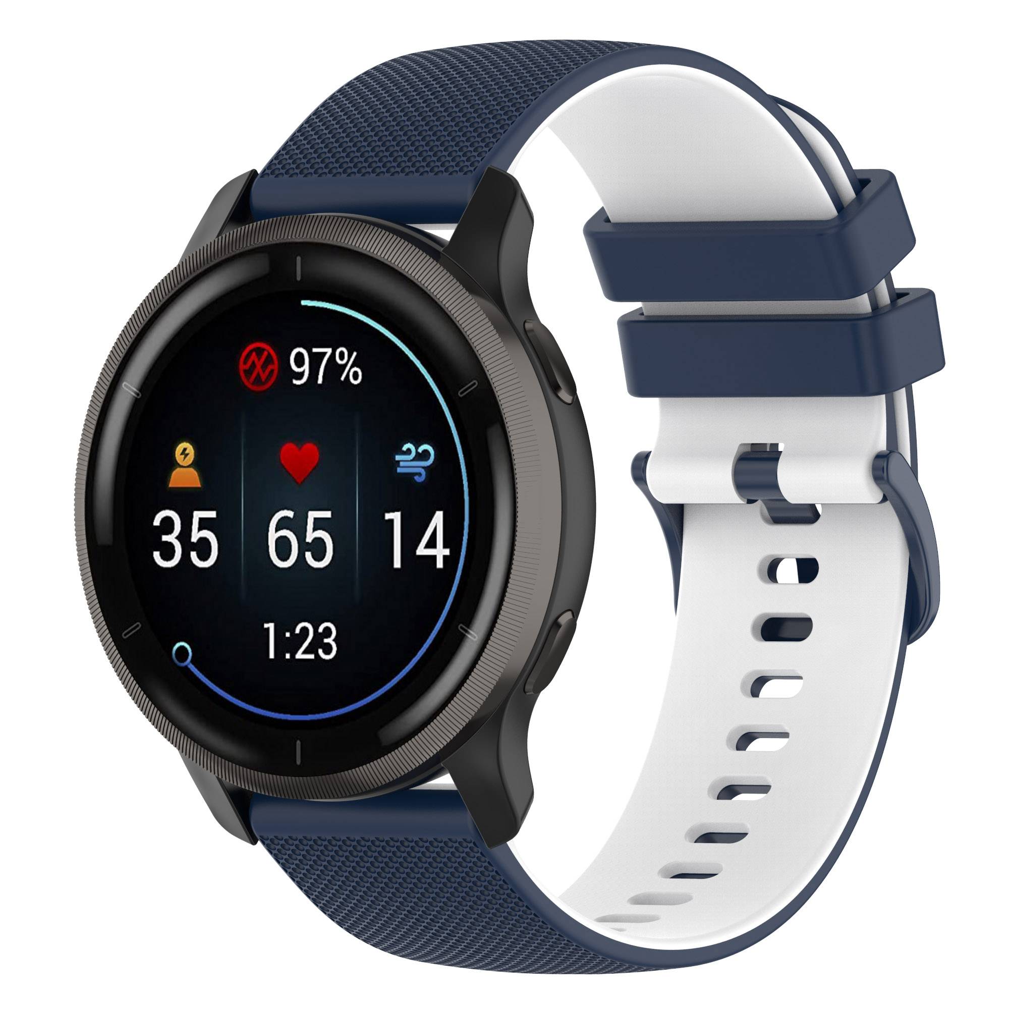 

For Samsung Galaxy Watch3 45mm/Huawei Watch 3/Garmin Forerunner 255/Apex 46mm Silicone Watch Band 22mm Dual Color Adjustable Wrist Strap Black/Grey