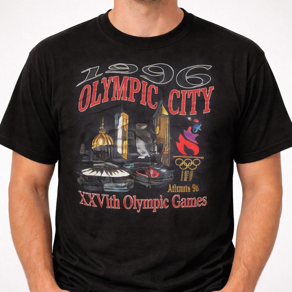 Vintage 1996 Atlanta Sports City Graphic Tee Single Stitch Retro Unisex S-3XL