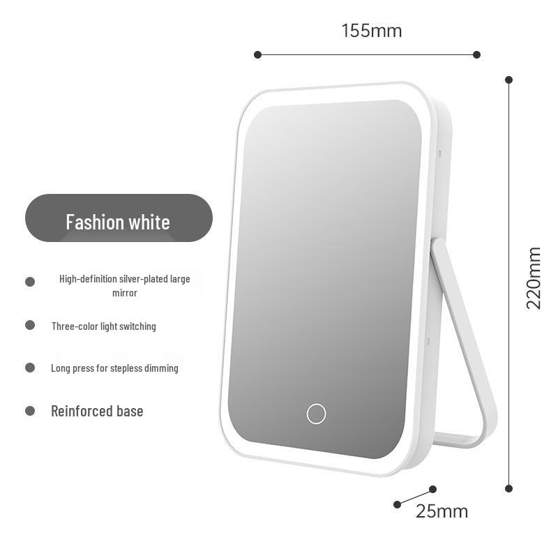

Портативное светодиодное зеркало для макияжа с регулируемой подсветкой, складной конструкцией и перезаряжаемой квадратной формой