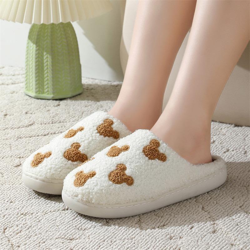 New bear cute cartoon cotton slippers women's winter home indoor non-slip home slippers