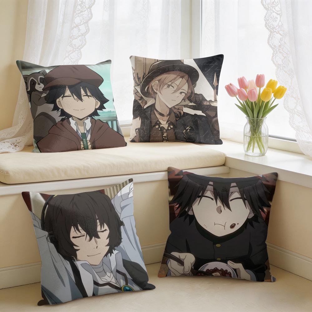 Bungo SStray Dogs Anime Cushion Cover Square Short Plush Pillow Case Living Room Sofa Home Decor Funda X