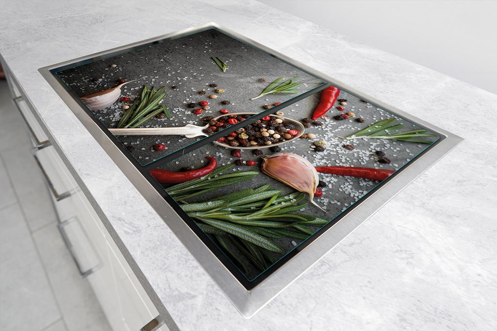 SZKLANA PŁYTA OCHRONNA NA KUCHENKĘ 75x52 PRZYPRAWY