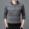 Tricou polo cu dungi pentru bărbați, stil coreean de primăvară și toamnă, casual, cu mânecă lungă, cu rever, buzunare, haine masculine din bumbac, topuri, 2025