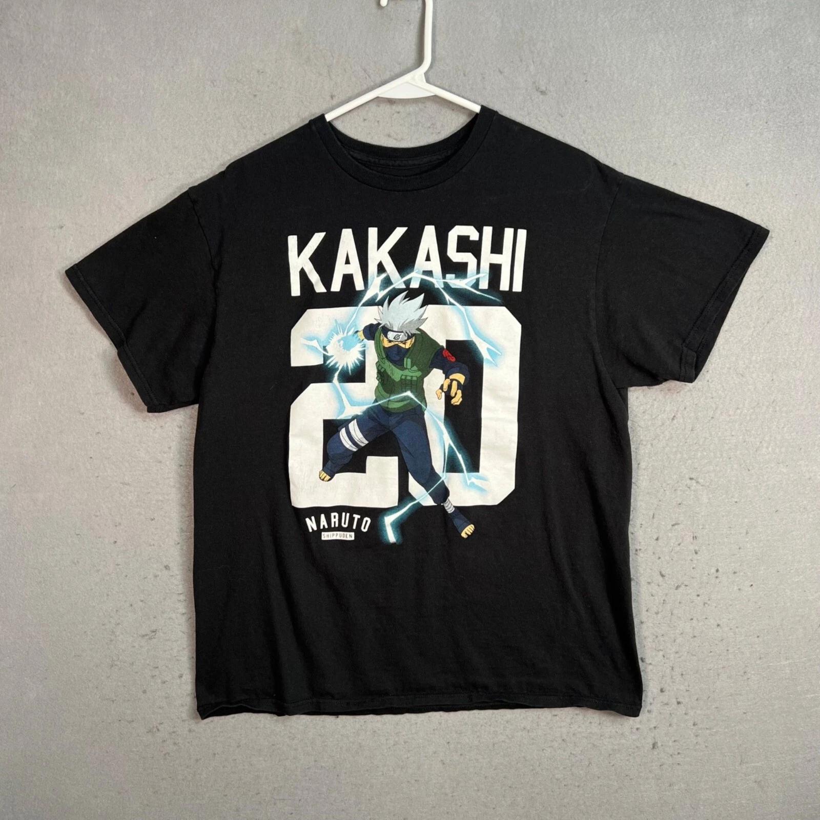 Kakashi Naruto Shippuden Black Graphic T-Shirt Large Anime Mens 2XL