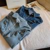 Spring and Autumn Korean Version Sweet Ruffled Denim Shirt for Women, Loose and Slimming Long Sleeved Top, Base Shirt