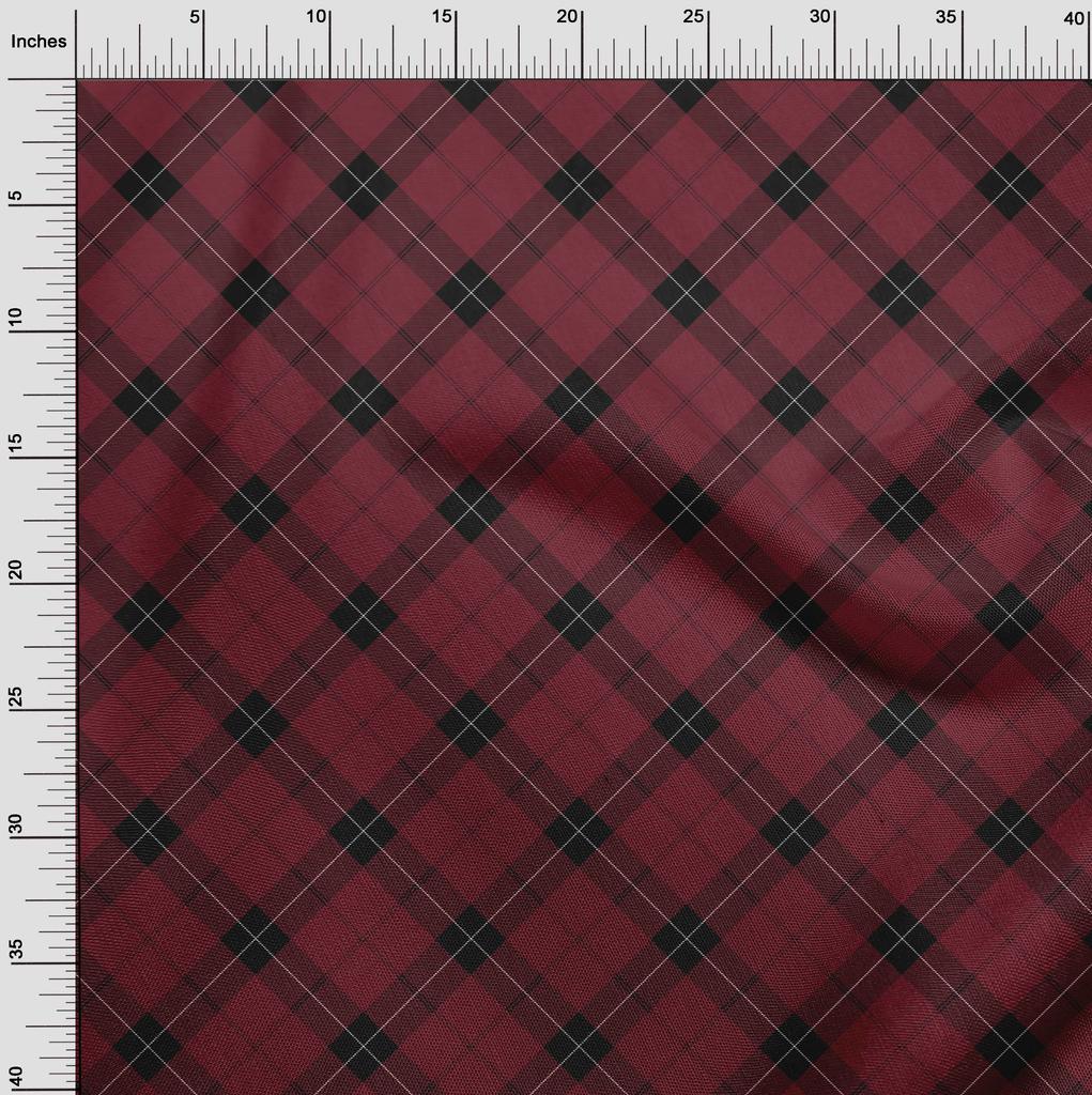 oneOone Cotton Flex Fabric Tartan Check Print Fabric By The Yard 40 Inch