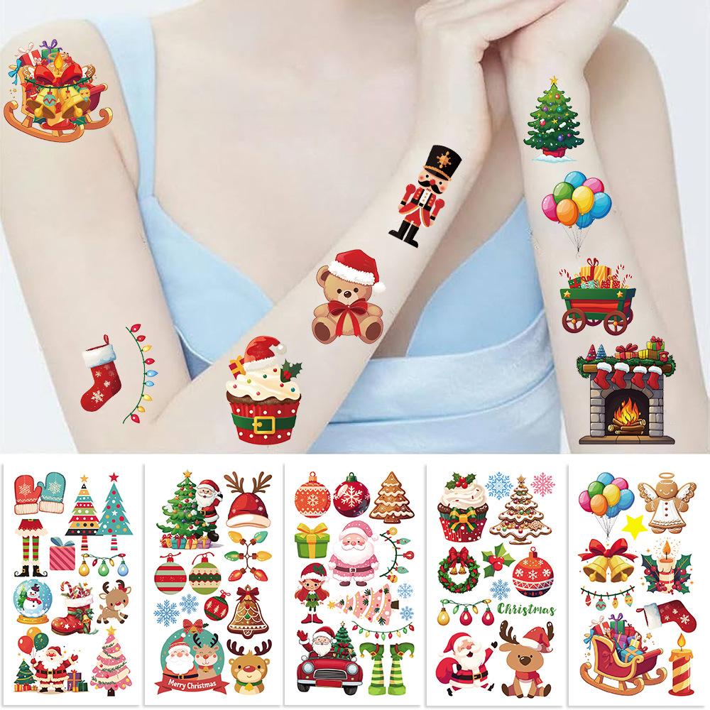 Popular Christmas Tattoo Stickers Waterproof Holiday Party Party Children's Disposable Tattoo Stickers