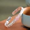 Sterling Silver Enamel Oil Flower Bracelet - Chinese Style Gift for Women, Light Luxury Jewelry