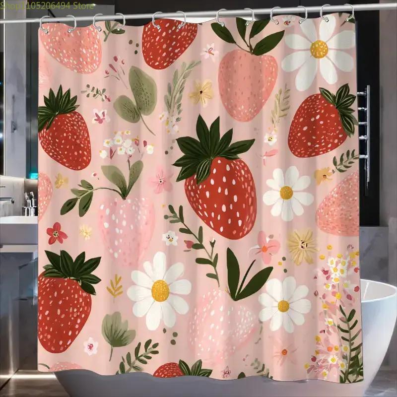 1pc of Bathroom Shower Curtain, Orchard Harvest Day, Fruit Festival Shower Curtain, Includes 12 Hooks, 180x180cm Bathroom Curt