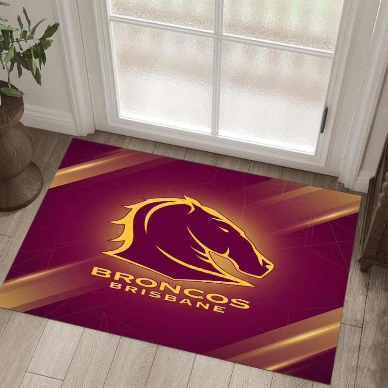 Brisbane Broncos Design Crystal Velvet Carpet Cozy Non?Slip Printed Rug For Bedroom Living Room Entrance
