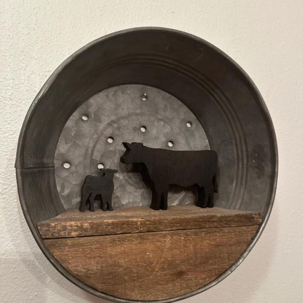 Decorazione in legno a forma di mucca, stile rustico da fattoria, insegna per casa, soggiorno, scrivania, tavolo, ornamento a forma di animale da fattoria, regalo di compleanno e Natale