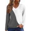 Women's Casual Fashion V-Neck Raglan Pleated Plaid Print Long Sleeve Top