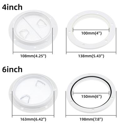 4 6 Inch Round Deck Plate Marine Access Boat Pection Hatch Cover Plate Cut Out ABS Plastic Clear Boat Deck Hatch