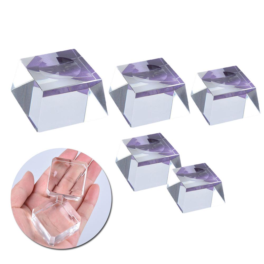Display Base Stand Holder with Clear Glass Square Dimple Blocks for Crystals