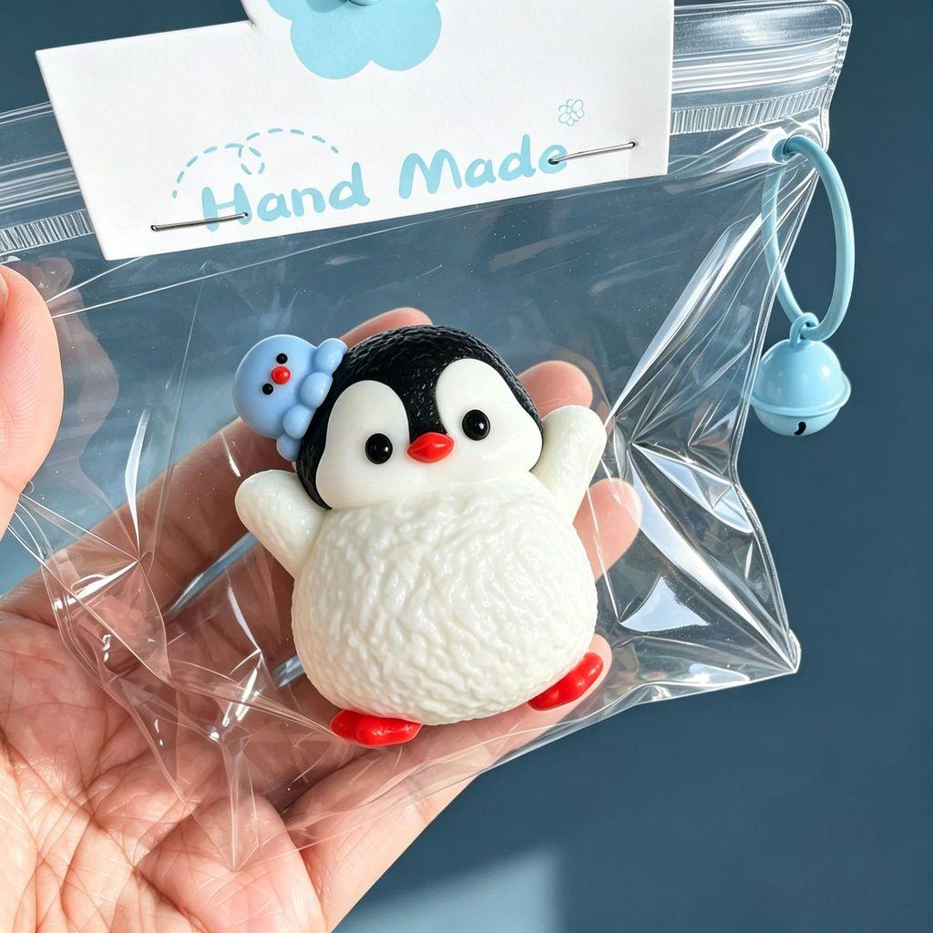 Penguin Silicone Stress Toy With Anime Character For Kids And Adults