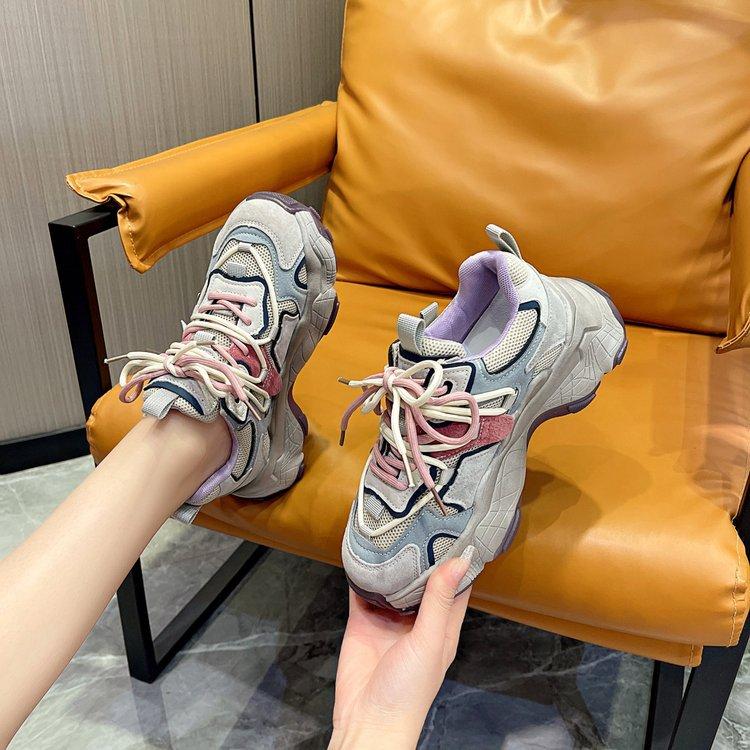 

Pelanrica Европейская станция делает старые польские папины кроссовки для женщин 2025 универсальные повседневные беговые дышащие толстые спортивные туфли 35 фиолетовый