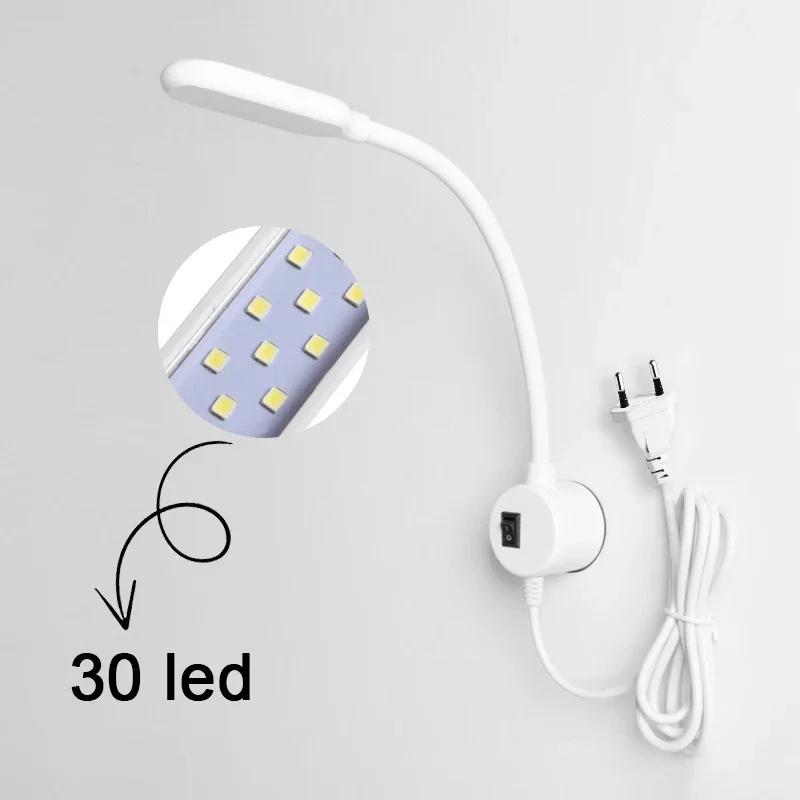 360° Flexible LED Sewing Machine Lighting Lamp Industrial Touch Dimming EU US Adjustable For Base 10/30Leds Adsorbed Work Lamps