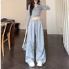 American Gray Hip Hop Wide-Leg Jazz Sweats: Loose, Floor-Length Women's Casual Sports Pants