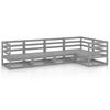 5 Piece Garden Lounge Set Grey Solid Pine Wood