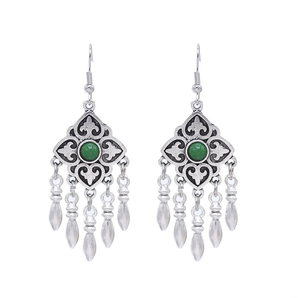 Ethnic style Kazakh earrings women's retro high-end fringed earrings Xinjiang Miao Yin exotic style festival earrings
