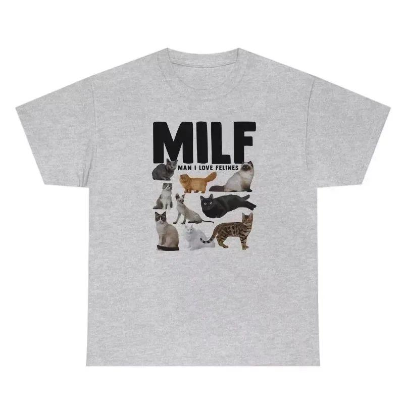 The 2025 Summer MILF Men I Love Cats Women Interesting Emoticons T-shirts Casual Short-sleeved Cat Lovers and T-shirts for Women