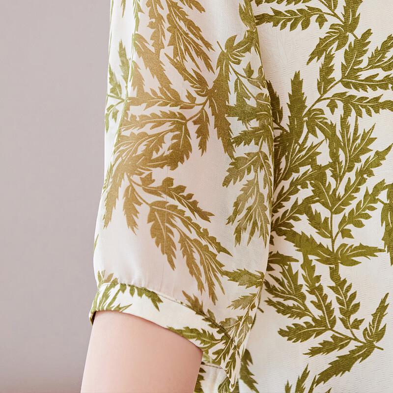 Pasite Damen Bluse mit Blumenmuster, Polokragen, 3/4-Ärmel