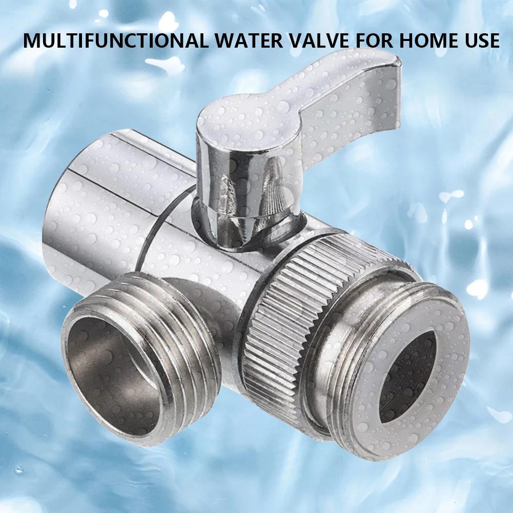 3 Way Water Tap Connector Splitter Copper Kitchen Sink Splitter Diverter Valve Leak-Proof Switch Faucet Adapter for Bathroom