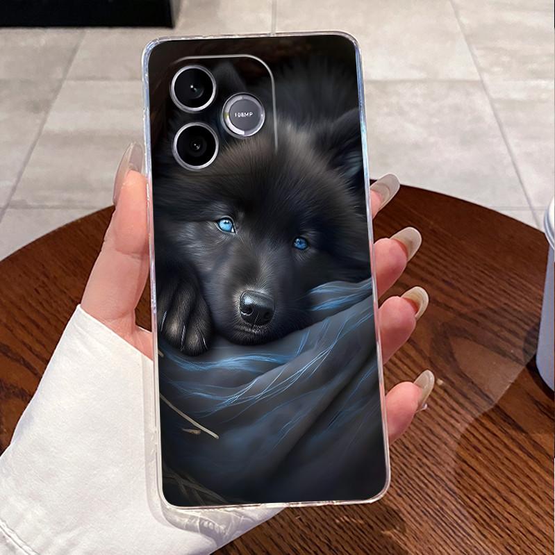 Shockproof Phone Case For Honor 600 Lite 5G/Honor 500 Smart 5G Transparent TPU Soft Casing Fashion Cute White Furry Bear Shell