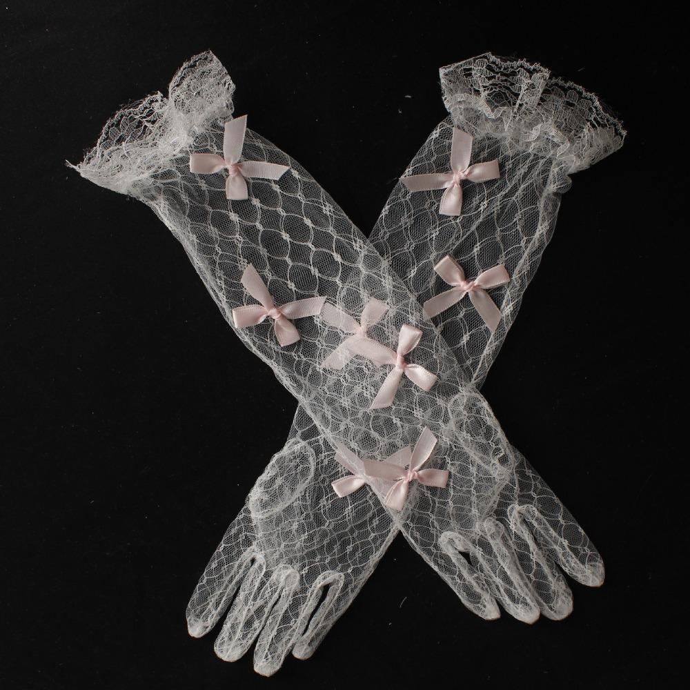 Mesh Bridal Gown Mittens Bowknot Wedding Bridal Gloves New Performance Gloves  Party
