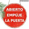 2D Flat, 1pc Round Aluminum Hanging Sign, Vintage Distressed Red Background White Spanish Text Abierto Empuje La Puerta Print, Shop Cafe Bar