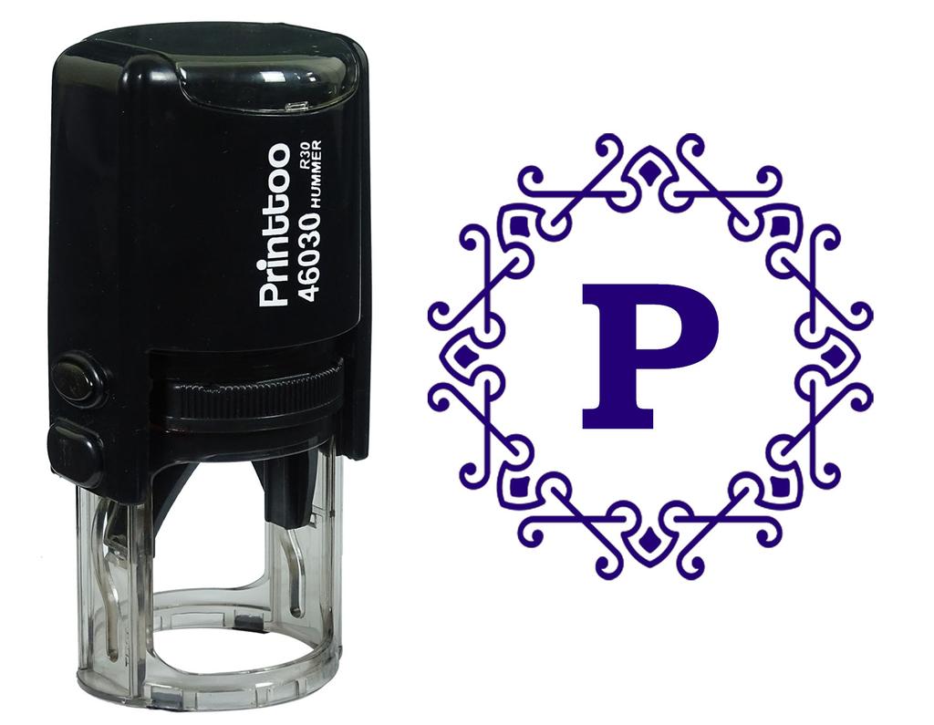 Printtoo Alphabet P Monogram Octogon Celtic Swirl Frame Ștampilă de cauciuc cu autocerneală Office