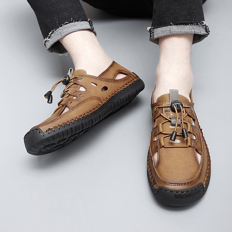 Men Blue Green Hiking Sandals Khaki Summer Outdoor Wide Palm Black Beach Shoes Close Toe Sandals Plus Size