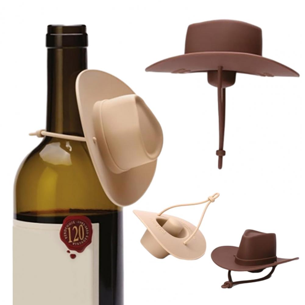 1/2/3Pcs Cowboy Hat Wine Stoppers Silicone Bottle Toppers Air-Tight Seal Reusable Wine Corks Fits Standard Champagne Bottles