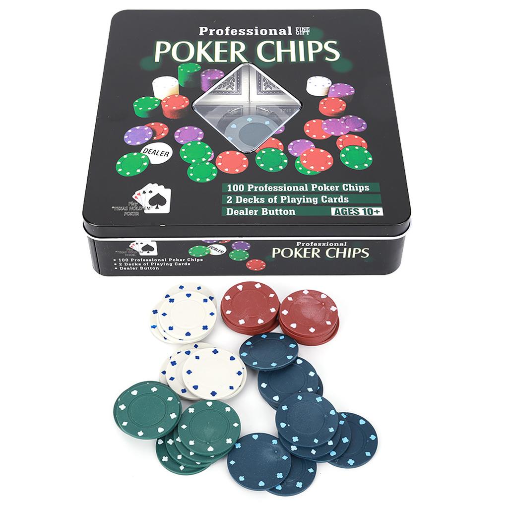 100PCS Poker Chips Cards with Portable Carrying Case for Texas Holdem Black Jack