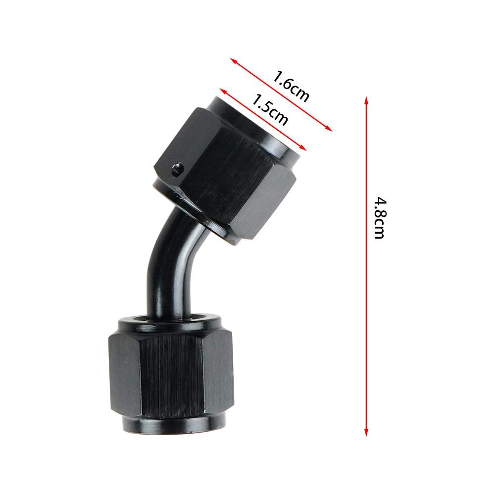 AN4/AN6/AN8/AN10 Unión Hembra a Hembra Recta 0°/45°/90° Grados Adaptadores de Racor Giratorio para Extremo de Manguera Aluminio Anodizado Negro