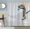Funny Cat Shower Curtain, Cool Cat Dinosaur Japanese Ocean Wave Decor Fabric Bathroom Curtains, Kids Rustic Wooden Bath Curtain