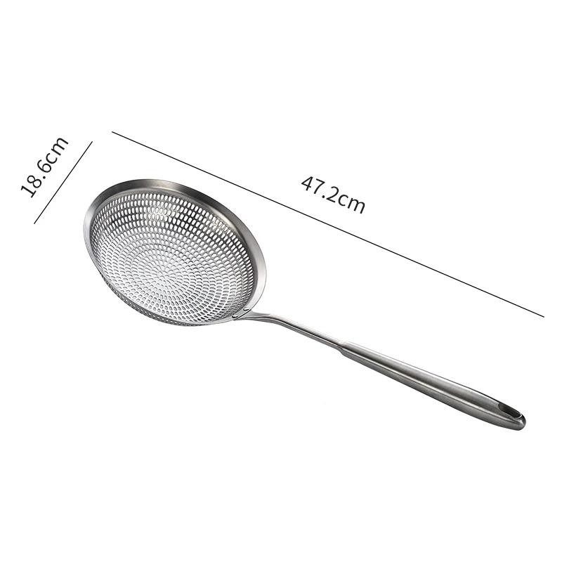 Large Stainless Steel Colander Fine Holes Skimmer Long Handle French Fries Strainer Home Gadget Kitchen Utensils Cooking Tools