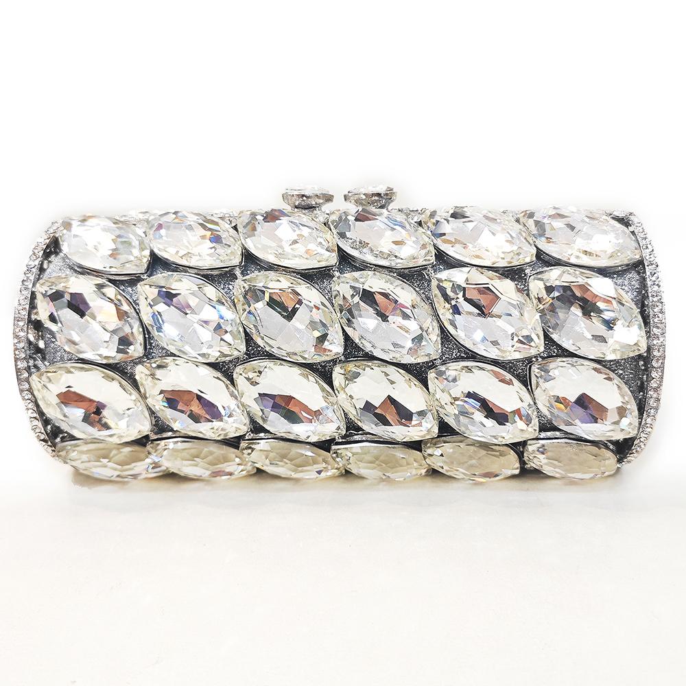 

Large Stone Women Rhinestone Evening Bag Silver/Gold Wedding Bridal Clutches Crystal Purses Diamond Hard Metal Handbags Clutch 18.5cmX9.3cmX8.5cm серебряный