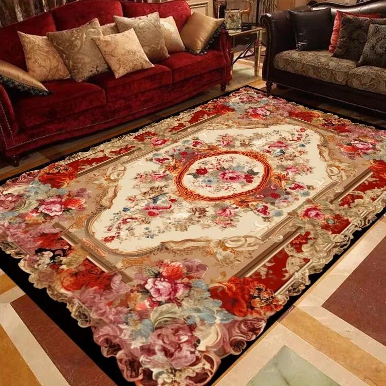European Floral Carpets for Living Room Sofas Big Size Luxury Rugs Decoration Bedroom Carpet Home Floor Mat Tapis Salon