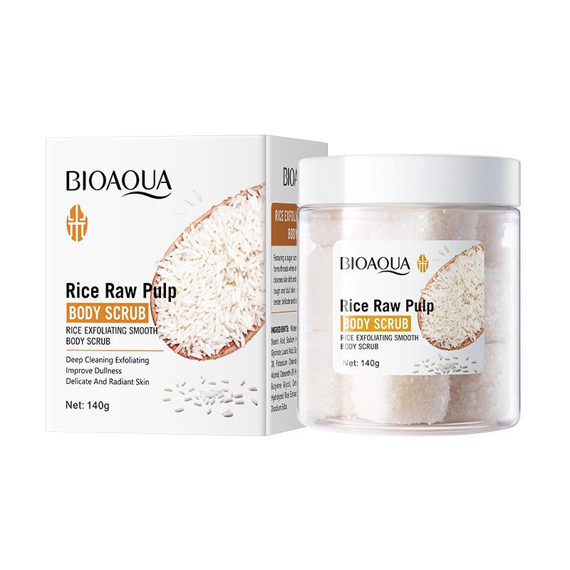 140g BIOAOUA Scrub Esfoliante con Purè di Riso Esfolia Delicatamente Ammorbidisce Idrata e Nutre la Pelle