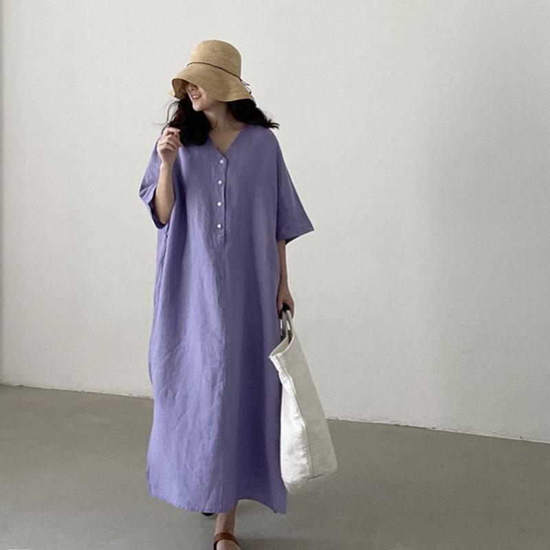 Loose Short Sleeve Long Shirt Dress