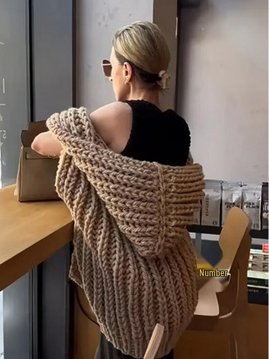 Europäischer & Amerikanischer Herbst/Winter Grobstrick Kapuzenärmelloser Westen-Cardigan