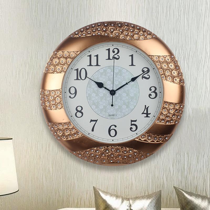 45CM Retro Muslim Clock Living Room Decoration Diamond Hot Stamping Silver Simple Wall Clock Light Luxury Personalized Clock