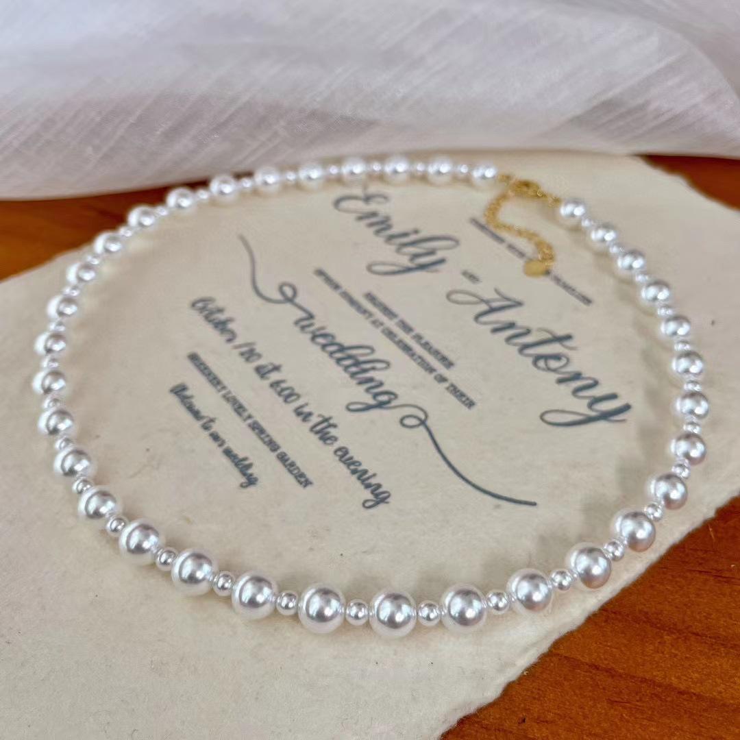Retro Personality Fashion Imitation Australian White Artificial Pearl Gypsy Necklace Female Round Bead Collarbone Chain