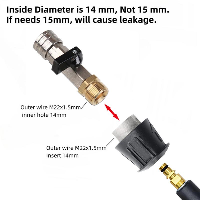 Pressure Washer Hose Adapter 1/4 Quick Connect With Valve to Control Water Flow for Karcher Lavor Nilfisk Parkside Bosch AR Hose