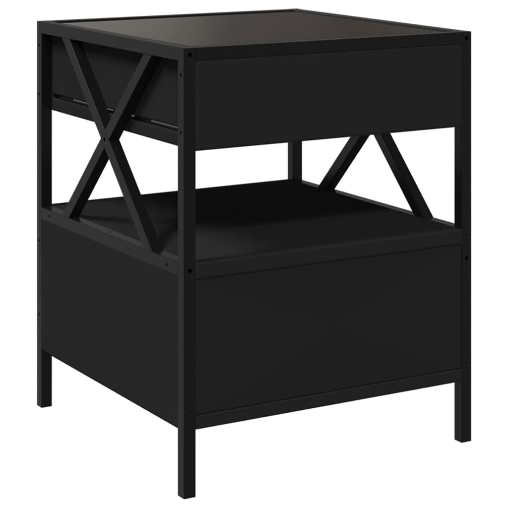 Nightstand with Infinity LED Black 40 X 40 X 51 Cm