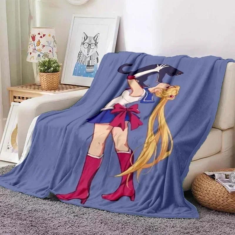 Anime Kawaii Sailor Moon Zuhause Cartoon Bedruckte Decke Picknickdecke Warmer Flanell Weich und Bequem Zuhause Reisen Geburtstagsgeschenk